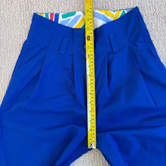 Art to Wear by Ken Done VNTG Blue High Waisted Pleated Tapered Pants Size Small - Picture 10 of 16